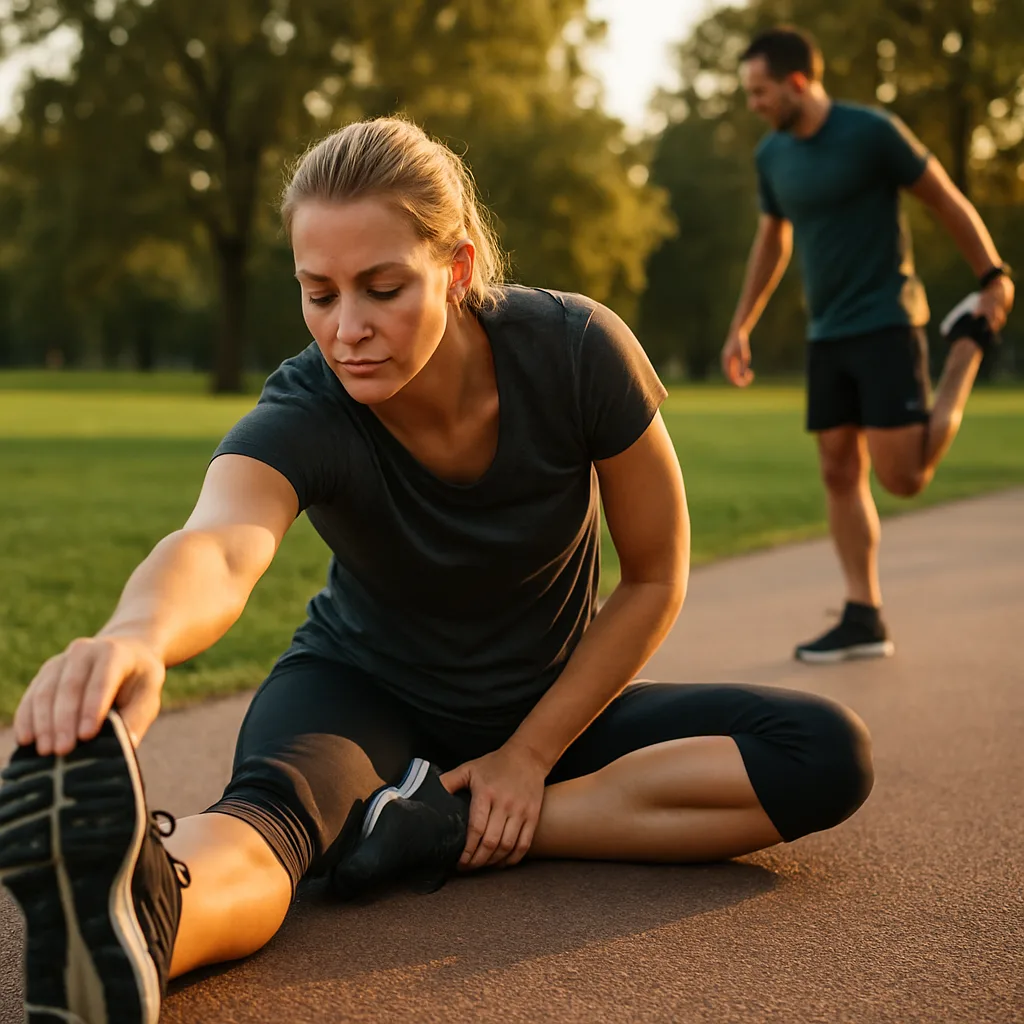 Mand og kvinde der laver udstrækning